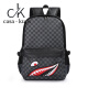 casa-kupsCK new casual men's backpack trendy cool shark travel backpack student schoolbag fashion plaid computer bag hand black three 6625