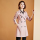 Time flies British style classic trench coat Spring double-breasted slim-fitting mid-length women's trench coat pink M