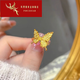 FONIEHUAR Old Phoenix Gold Gilt Butterfly Ring Women's 999 Pure Gold Fashion Ring 520 Valentine's Day Gift for Girlfriend Gilt Butterfly Ring Opening/Gold Weight Approximately 5.06g