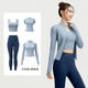 Fluniyou Yoga Suit Women's Running Fitness Suit Breathable Shockproof Pilates Outdoor Sports Four-piece Set Four-piece Set Gray Lake Blue + Sea Rock Gray XL Recommended Weight 115-130 Jin Jin equals 0.5 kg