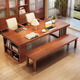 Guanze simple solid wood desk dining table integrated and dual-purpose living room large board long desk office computer desk 9904#1.8m