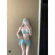 Muni sexy hottie pure desire bikini female suspender swimsuit summer briefs swimming trunks bikini three-piece hot spring set mint green M