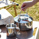Fat Donglai 316 stainless steel outdoor kettle portable mini teapot self-driving camping picnic food grade open flame 304 kettle glossy 316 steel handle + silicone cover delivery and delivery 1.2L a1200ml