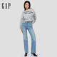 GAP Women's 2025 Autumn New Logo Offset Loose Terry Cloth Off-Shoulder Sweatshirt Casual Top 829367 Light Gray M (165/88A) Asian Size