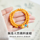 Beeswax bracelet for women, natural yellow amber double-circle multi-circle bracelet stacked with southern red turquoise, double-circle natural chicken fat yellow beeswax 16-17cm hand circumference