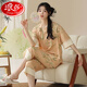 Langsha Chinesischer Stil Pyjama für Frauen im Sommer Neue chinesische Heimkleidung Chinesische Stil Kurzärärmelte geschnittene Hosen loser Baumwoll-Pyjamas Zwei-teiliger Set 9902 M 75-95jin [Jin entspricht 0,5 kg]