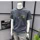 Summer new pure cotton men's casual versatile short-sleeved T-shirt American trendy brand printed light luxury slim top WZY Gray 2XL