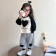 Burwilde International Brand Girls' Autumn Clothing Set 2025 New Children's Love Contrast Color Western Style Long-Sleeved Sweatshirt Spring and Autumn Clothing for Women White (Gift Box) 120 cm
