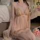 Gui Ruo (Gui Ruo) clothes, sexy pure style, Missy girls' supplies, sweet mesh lace, deep V plus breast pad, sexy backless P3886 shrimp powder (outer robe + belt) All size