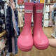 日本亲子雨鞋女新款时尚雨靴中筒水靴防水轻便子水鞋防滑轻奢胶鞋 玫红 31 码内长20厘米