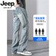 JEEP SPIRIT jeans trendy brand boys loose straight 2025 summer new American high street casual wide-leg retro long trousers 9901 nostalgic blue + 9901 black S