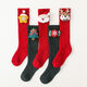 Fashionable New Year's popular cotton cartoon Christmas knee-high socks with red stars, 3 pairs, 0-1 years old (S), foot length 9-11cm