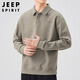 JEEP SPIRIT Jeep POLO shirt men's sweatshirt autumn and winter loose long-sleeved lapel T-shirt top men gray green XL
