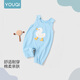 Youqi baby clothes, spring and autumn, fashionable vests and jumpsuits for boys and girls, children's going out, cute and versatile suspender pants, blue duck 90cm