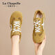 La Chapelle yellow German training shoes women's shoes 2025 new summer mesh breathable white shoes thick-soled casual board shoes yellow XXE6625-2 [Summer single network] 38