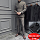 Jason's double-breasted plaid suit men's suit high-quality formal dress business casual groom's wedding suit three-piece khaki (suit + shirt + pants) 2XL