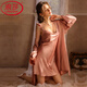 Langsha (Langsha) Leichter Luxus sexy Pyjamas für Frauen Pure Desire Ice Seiden Frühling und Herbst Hosentender Nachthemd Summer Nightkide Gefühl neuer Sommerstil 6629 zweiteiler Set Rose Red M