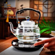 Gaoming 2025 new style glass teapot thickened high temperature resistant teapot household ultra-thin small electric ceramic stove teamaking set large capacity Mingfeng stove + Chenxi pot - black color