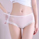 Women's Nude Panties Translucent Fully Transparent Sexy Ultra-Thin Mesh Lace Trim Perspective Briefs Pure Lust Mid-Waist One-Pack White XL 100-129Jin Jin is equal to 0.5kg