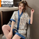 Pajamas modal Summer Summer seda delgado y transpirable pantalones pantalones pantalones cortos fríos altosa de gran tamaño de gran tamaño 826# Mickey a cuadros a cuadros de doble pecho Mickey M [80-105]