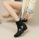 High heel rain boots for women 2025 new non-slip wear-resistant Chelsea rain boots lightweight and fashionable water shoes kitchen rubber shoes black single layer 38