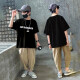 
Cool Chapter (KUZHANG) Boys Cool Summer Suit Set 2025 Children's Handsome Fashion Short Sleeve Trousers Big Children's Summer Internet Celebrity Street Trendy Clothing Two Sets of Change Combination 9767 Black 5798 Khaki + 170 CM