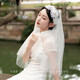 Zi Jiafu retro Republic of China style lace pearl soft veil headband hat-style wedding proposal new Chinese cheongsam dress head accessories Yunjin lace headband veil about 80 60cm-80cm