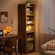 Sanqihu full solid wood bookshelves floor-standing storage rack integrated against the wall walnut color narrow-slit storage cabinet home full solid wood pine four-layer 40x24x1048cm walnut color