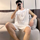Poresno big children's pajamas 12-15 years old men summer ice silk men men junior high school students summer thin vest pajamas summer style love 9902 sky blue men men L (100-120Jin [Jin equals 0.5 kg]) equal size