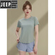 JEEP SPIRIT Jeep yoga clothing women's quick-drying summer sports casual tops short-sleeved t-shirt running Pilates training loose KJF237 bean green XL