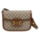 Gucci (GUCCI) antike Damentasche Horsebit Umhängetasche 1955 Serie kleine Umhängetasche Doppel-G-Muster Canvas und Leder Umhängetasche beige weiß 60220492TCG9761