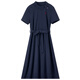 Shangdubila 100% de collar de algodón inclinado de dos botones vestido bordado contrastante para mujeres en verano temperamento versátil falda