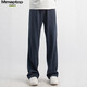 MMOPTOP Japanese Slim Straight Guard Pants Autumn Men's Drapey Loose Sports Casual Pants MXXK61 Sapphire Blue L