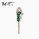 Qianzi shes Rousseau holiday bright craft crystal emerald hairpin light luxury new Chinese style hairpin for women emerald D0