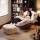 Rocking chair living room lazy sofa home leisure adult rocking chair indoor recliner nap balcony single sofa coffee spell white + foot pedal (skin-friendly baby velvet)