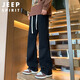 JEEP SPIRIT Jeep jeans men's autumn and winter American wide-leg scimitar pants men's straight flared pants black XL