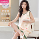 Modal pajamas for women in summer pure cotton sleeveless suspender vest shorts cute cartoon plus size fat mm home clothing two-piece set 9859 XL (115-125Jin [Jin equals 0.5 kg])