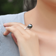 Fat Donglai's same style black pearl natural Tahitian freshwater black and white pearl powder ring 925 silver inlaid with diamond ring ring white pearl white