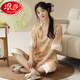 Langsha Chinesischer Stil Pyjama für Frauen im Sommer Neue chinesische Heimkleidung Chinesische Stil Kurzärärmelte geschnittene Hosen loser Baumwoll-Pyjamas Zwei-teiliger Set 9902 M 75-95jin [Jin entspricht 0,5 kg]
