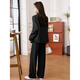 Awakening Paradise Double-breasted Loose Suit Casual Pants Two-piece Spring and Autumn Style Small Suit Pants Set Black M