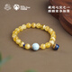 Potala Palace beeswax sea grain stone bracelet 925 silver treasure bowl pendant single circle amber bracelet for men and women as a birthday gift for girlfriend