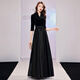 Timochi choir conductor clothing vocal performance dress black evening dress folk music high-end atmospheric velvet stage table A black long style M 3XL bust 100cm waist 83cm