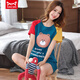 Cat Man (Miiow) Pyjamas für Frauen für Sommer-Shorts Cotton Women Casual Lose zweiköpfige Set für Outdoor Wear G6630 [kurzärmelige Shorts] m [80-100jin [Jin ist 0,5 kg]]