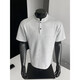 Light gray deconstructed Henry collar polo shirt for men in summer American fashion brand short-sleeved T-shirt for men, handsome and versatile top, light gray 2XL