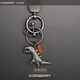 KORSBERRY Little Dinosaur Car Keychain Couple Pendant Men's Car Keychain Purple Brown Rope + Pearl Black Dinosaur