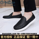 Goldlion Men's Loafers Soft Leather Business Casual Leather Toe Cowhide Men's Flat Shoes Breathable Single Shoes Black 40
