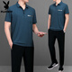 Ropa de verano de Playboy (Playboy Outdoor), camiseta de manga corta de seda masculina de mediana edad y anciana para hombres de manga corta para hombres para hombres, traje de carrera casual del delgado Día del Padre 753 Military Green 2xl sugiere 140Jin [Jin equivale a 0.5 kg] --- 160Jin [Jin equivale a 0.5 kg] thirt + pantalones