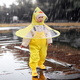 Youguan Children's UFO Raincoat Little Yellow Duck Cape Style Umbrella Hat Kindergarten Boys Girls Children Waterproof Baby Raincoat Set of Two Little Yellow Duck Raincoat + Yellow Overalls S One Size 1 Piece