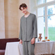 American Standard spring and autumn new long-sleeved couples pure cotton pajamas set women's cotton can be worn outside double-layer cotton gauze home clothes winter men's gray (double-layer cotton gauze) 2XL