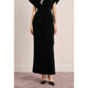 OBBLIGATO Origato Spring New Chinese Style Stand Collar Drop Shoulder Sleeves Beaded Velvet Jacket Black Single Skirt M